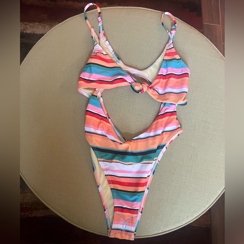 Striped One Piece Swimsuit